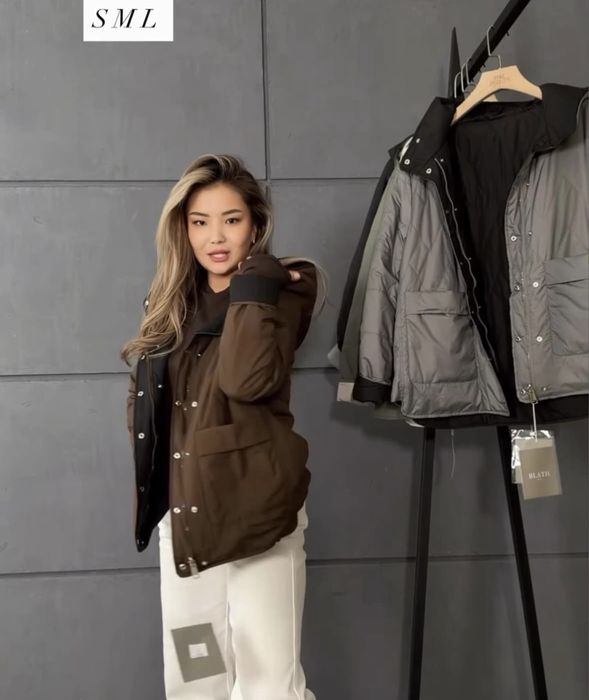 Куртка весна серая, двусторонняя