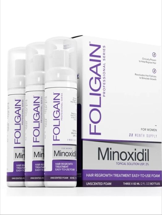 Foligain spuma minoxidil 2% ,set 3 bucati