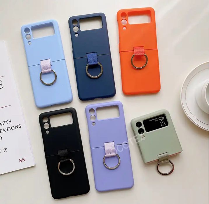 Samsung Z FLIP 3 4 5 6 7 7FE - Husa 360 Ultra Slim Din Plastic cu Inel