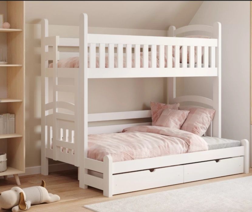 Pat suprapus copii  din lemn masiv