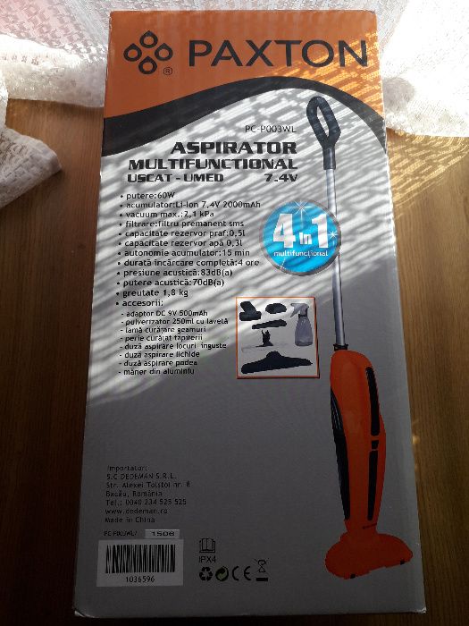 Aspirator wireless FARA CABLU vertical de mana - umed uscat SIGILAT