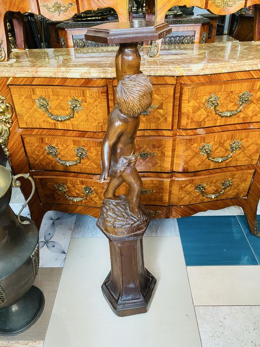 Piedestal Vintage Coloana Suport Lemn  Masiv