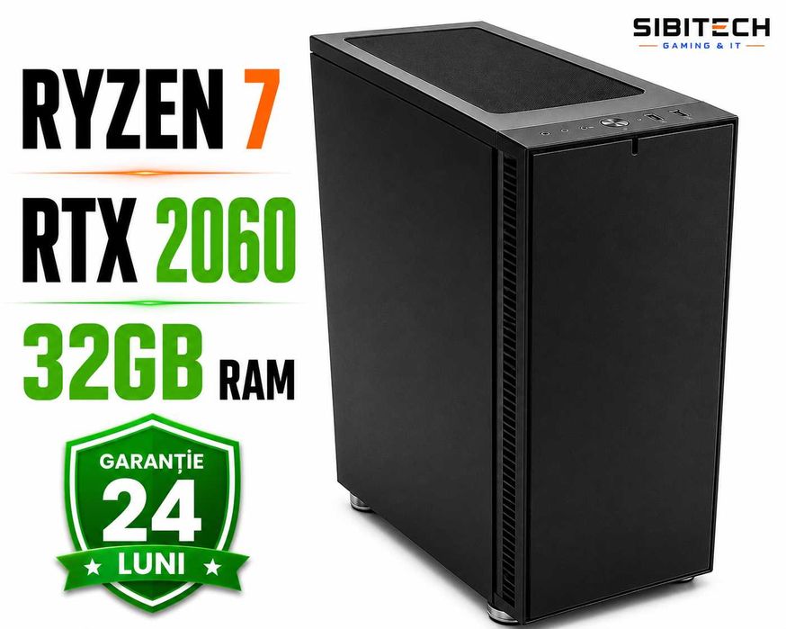 PC Gaming Ryzen 7 RTX 2060 32GB RAM SSD 2TB Garantie 24 Luni