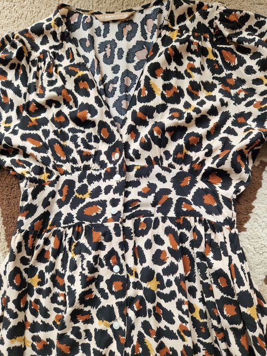 Дамска стилна рокля, размер 38, леопардова рокля размер 36