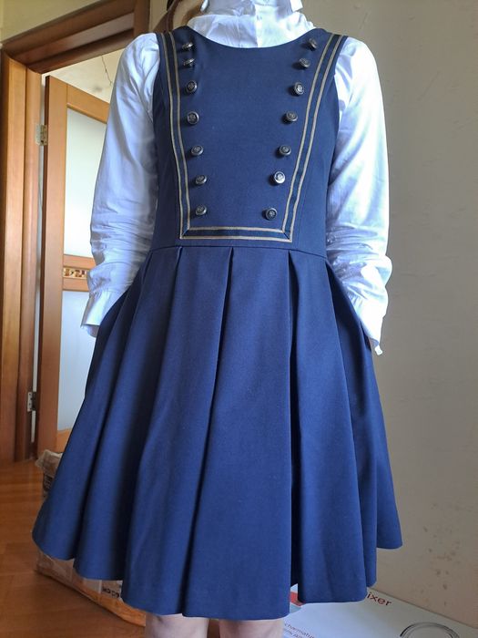 Школьная форма (сарафан) для девочки 146см темно-синяя премиум бренд