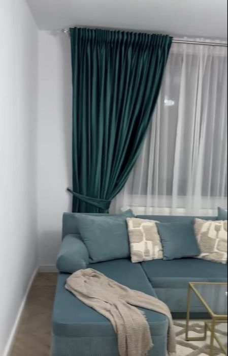 Set 2 draperii turcoaz