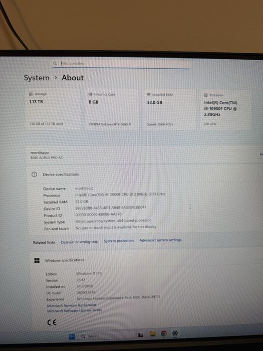 PC Gaming i9-10900F - RTX 3060ti - Water Cooling
