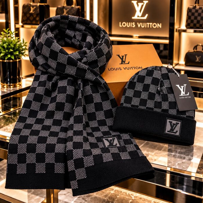 Зимни комплекти шапка и шал унисекс – Dior, Louis Vuitton, Balenciaga, Chanel