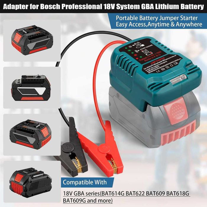 Адаптер за стартер за Bosch Professional 18V батерия 11 Gauge Booster кабели за 12V