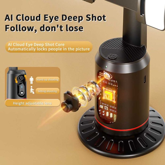 Автоматична стойка за телефон 360° + проследяване на лице + LED