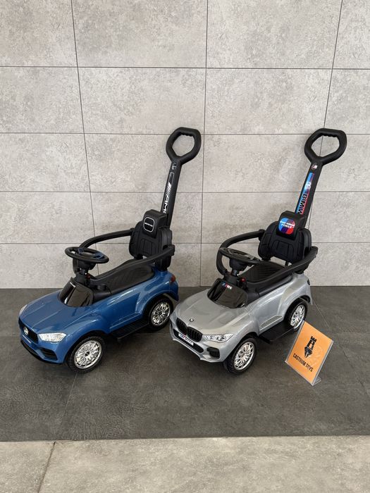 Машина каталка детская с ручкой толокар BMW & Mers (1.5-4 лет)