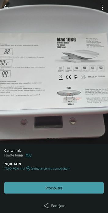 Cantar greutate maxima 10 kg