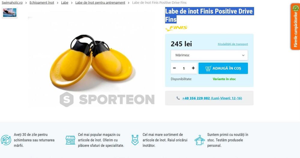 Labe înot Nabaiji + Finis Positive Drive Fins, noi -factura, nr. 38-40