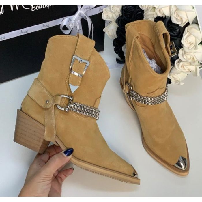 Ciocate piele naturala bej modish lant argintiu detasabil