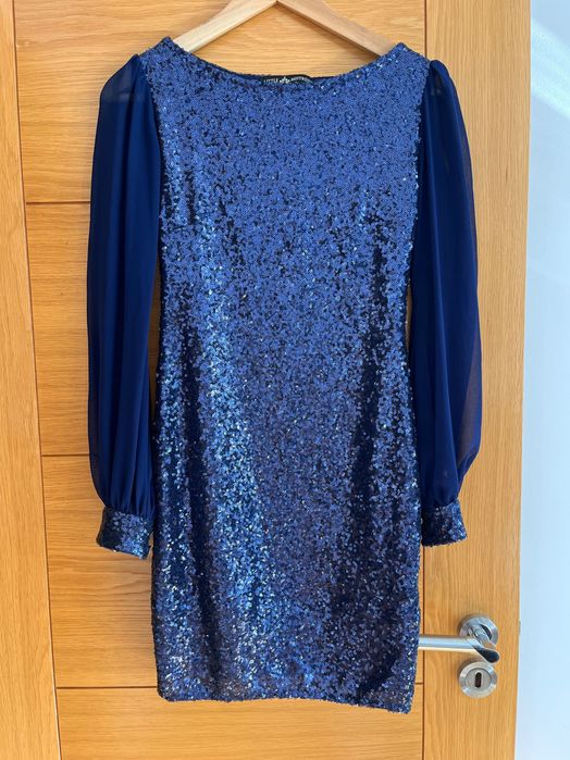 Синя рокля с пайети