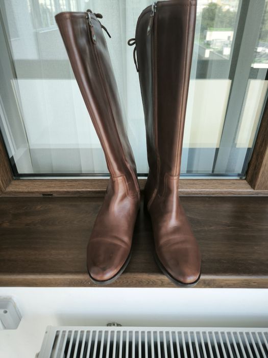 Cizme dama Geox, piele maro, reglabile la gamba, masura 39