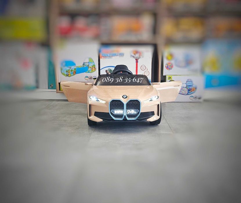 ТОП ЦЕНА!НОВО!Акумулаторна кола BMW i4 с 12V,кожена седалка,EVA ГУМИ
