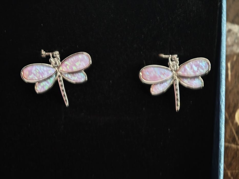 Сребърни обици " водно конче"