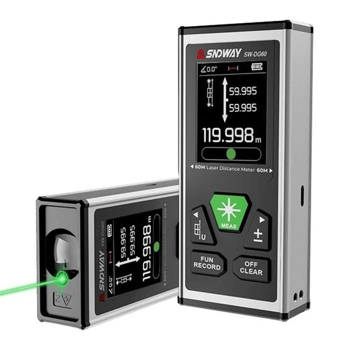 Dual Laser Distance Meter SW‑DG60 — 2 ta 1: Lazerli masofa o‘lchagich
