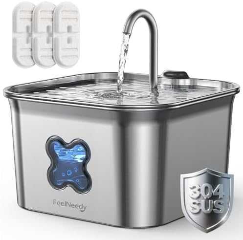 Нов Котешки фонтан 2.8L от неръждаема стомана с тиха помпа за вода котка