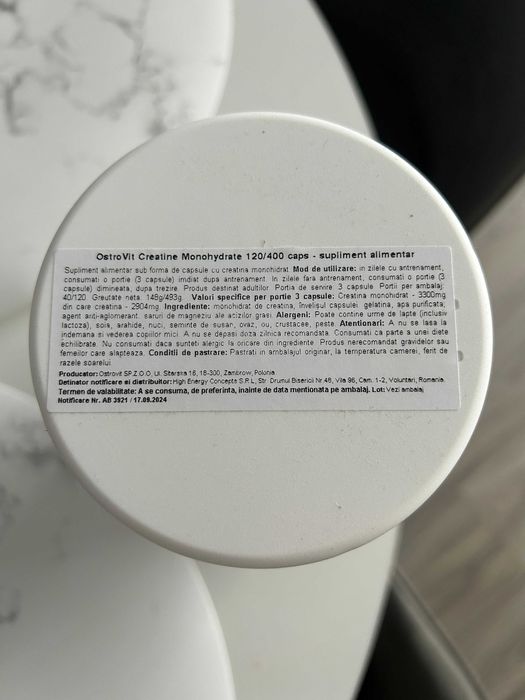 Creatina monohidrata OstroVit 3300mg, 400 capsule, 133 portii, sigilat