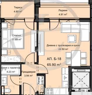 Продава се Двустаен апартамент в Пловдив, Остромила - 77 кв.м за 1326 €/кв.м - Снимка #6