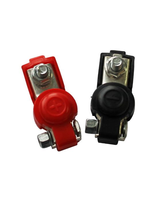 Комплект метални клеми за автомобилен акумулатор с означение: "+" , "-