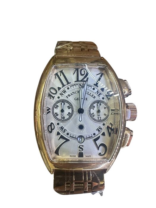 Уникален Часовник Franck Muller само за 80 евро Бял циферблат Кожена Каишка НОВО в кутия