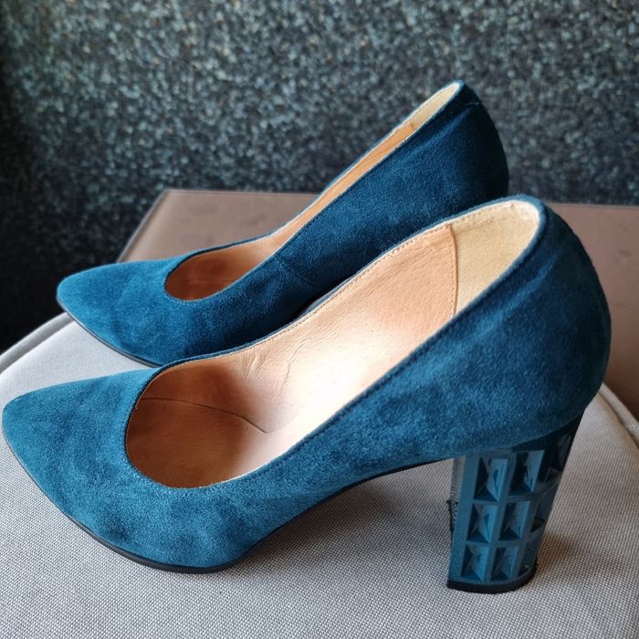 Pantofi damă albastri piele naturala, 39