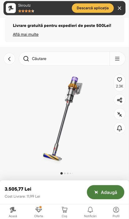 Dyson v15 nou , nefolosit , puternic , perie laser