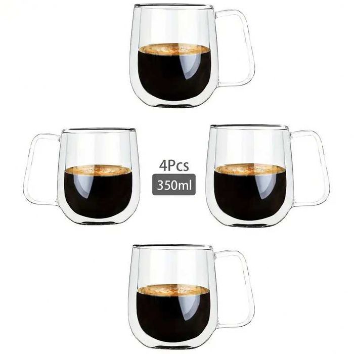Set 4 cani cu pereti dubli 350ml - ULTIMUL PRODUS!!!