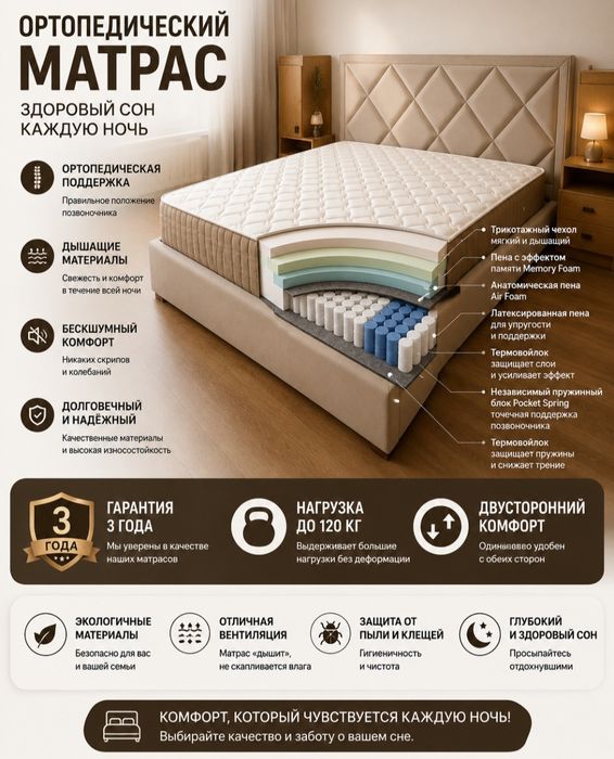 Ортопедический матрас премиум класса | Комфортный сон | Доставка