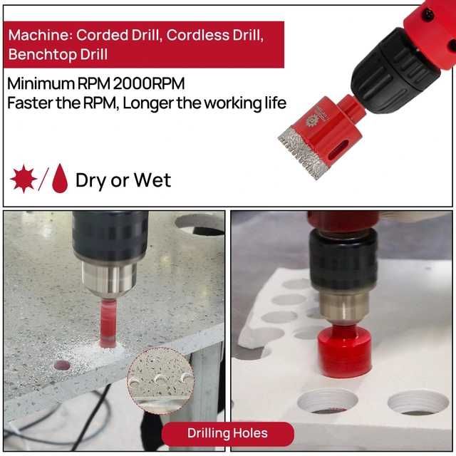 Set burghie diamantate FOCSTOL 11 piese | Găurire gresie, faianță, etc