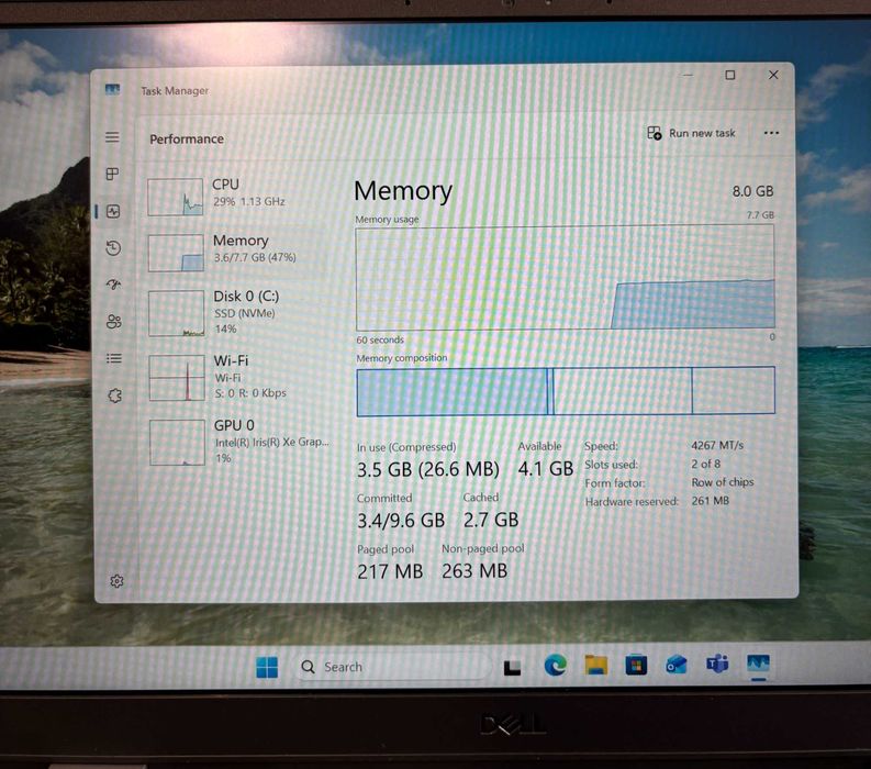 Лаптоп Dell Latitude 3320, Intel Core i5 1135G7, 8GB ram, 256GB SSD