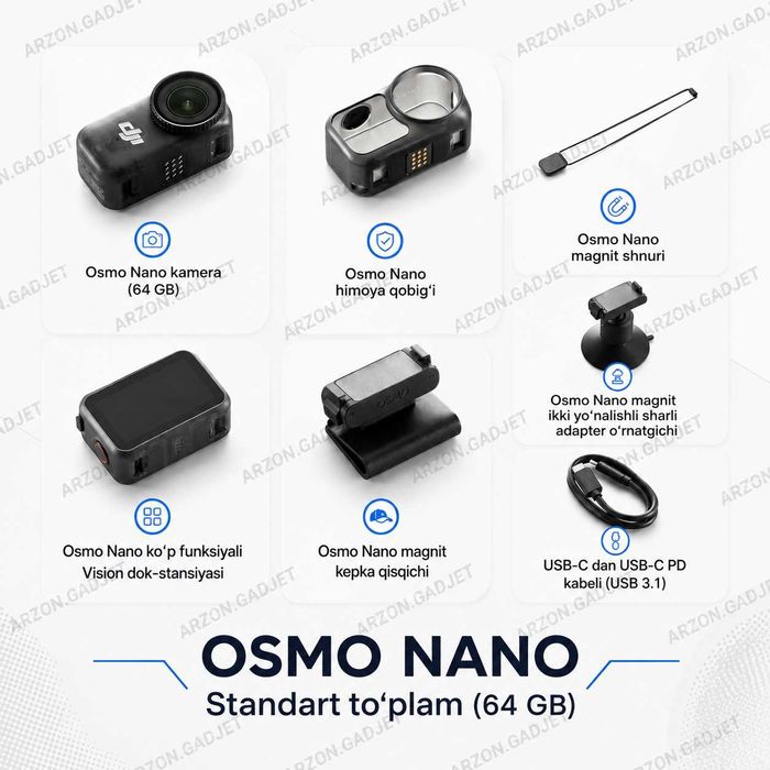 DJI Osmo Nano 64GB va 128GB — video va blog uchun ixcham kamera