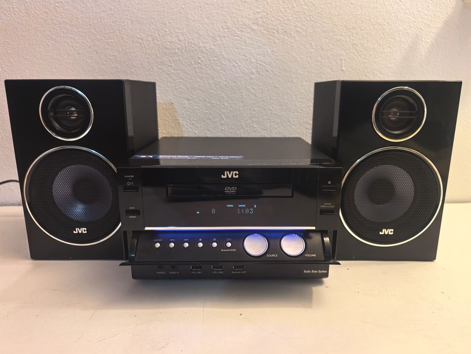 Dvd JVC CA NX G5 cu boxe JVC minisistem combina conexiune tv optic scart butoane retractabile telecomanda originala