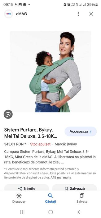 Sistem Purtare, Bykay, Mei Tai Deluxe, 3.5-18KG, Autumn Yellow, nou