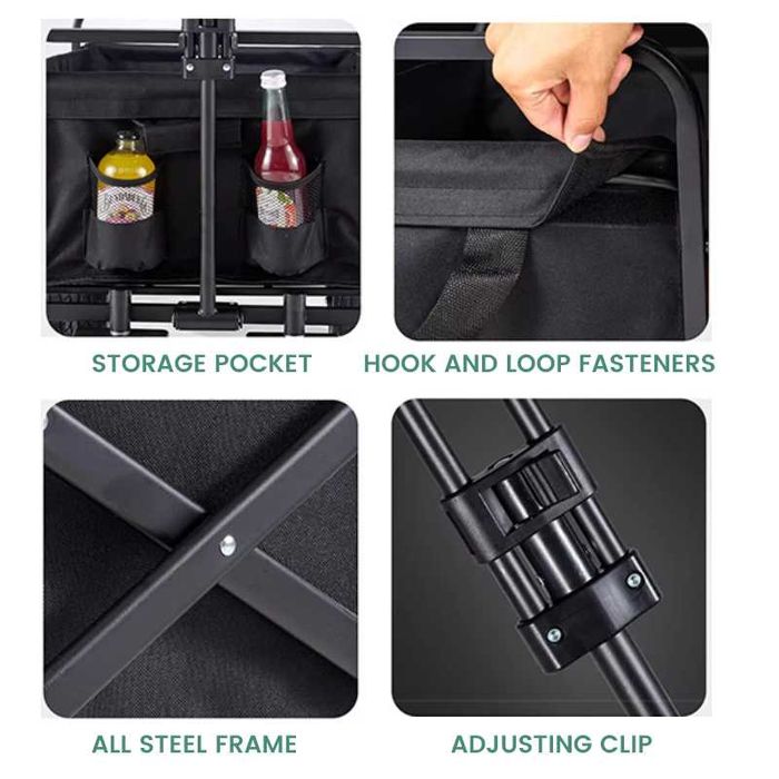 Carut/Carucior Camping de transport pliabil 4 roti cadru metalic 120L