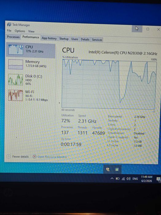 HP лаптоп 4 GB Ram