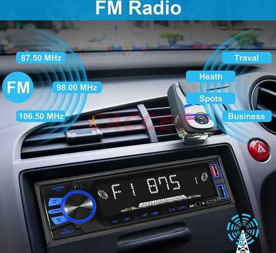 Автомобилна стерео система Bluetooth, едно-DIN LCD аудио радио с регулиране на яркостта