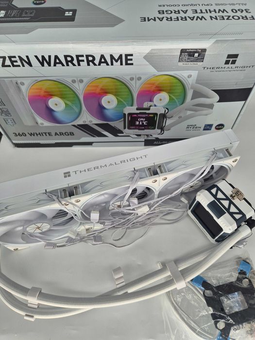 Cooler Lichid Thermalright Frozen Warframe 360 White ARGB, Ecran LCD 2.4 inch, 360mm