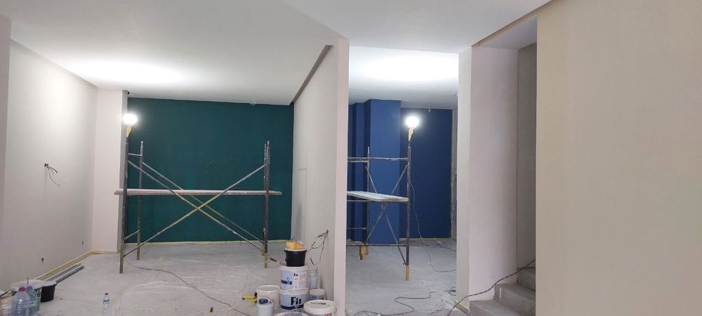 Буёк,краска сепамиз.Безвоздушная покраска стен, потолка. Офисы фасад.