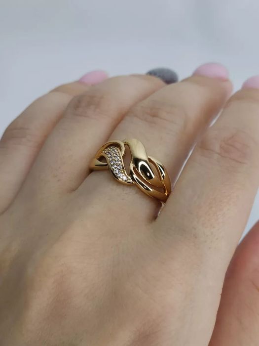 Кольцо повседневное со вставками вечернее позолота 585RG для женщин и