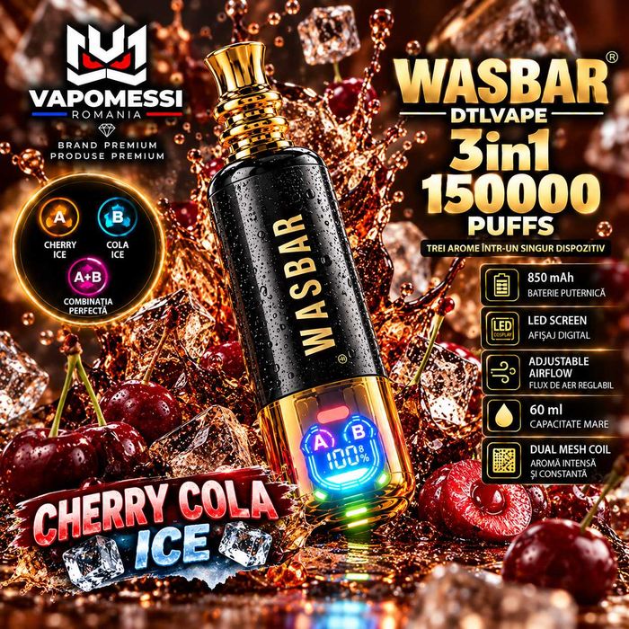 Vape Narghilea WasBar 150.000 Puffuri 3 in 1