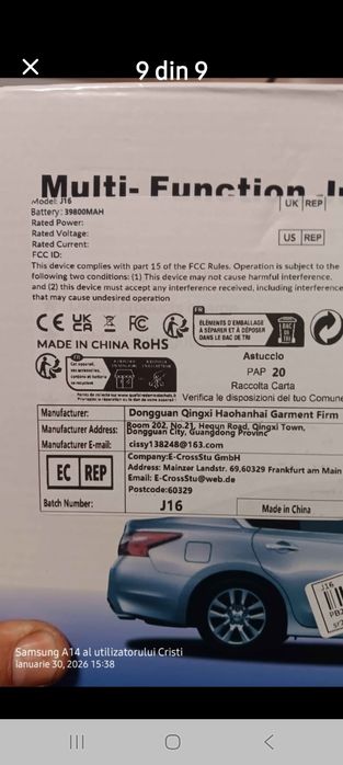 Starter auto 4in1 , starter , compresor, lanterna,  incare telefon