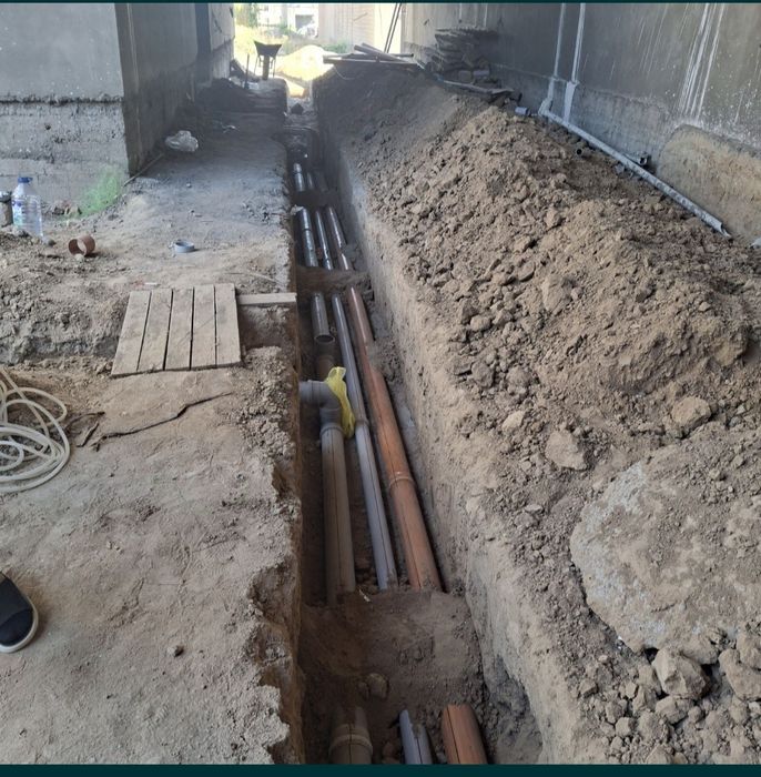 Ура Транша Подивал ЯмаТунел казиш ишлари Канализация полне установка