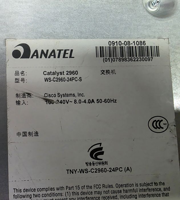 Switch Cisco Catalyst WS-C2960-24PC-S