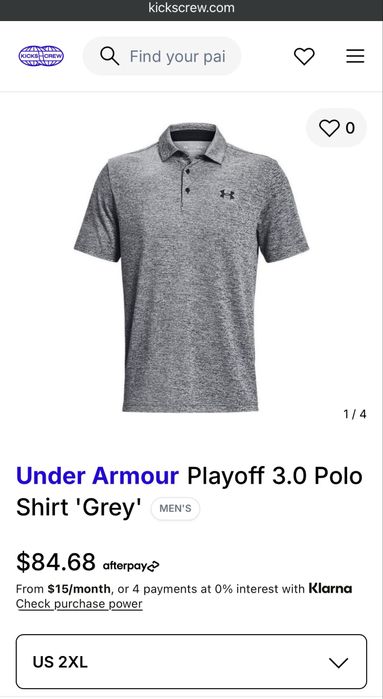 Under Armour Heat Gear Grey Tshirt 2XL