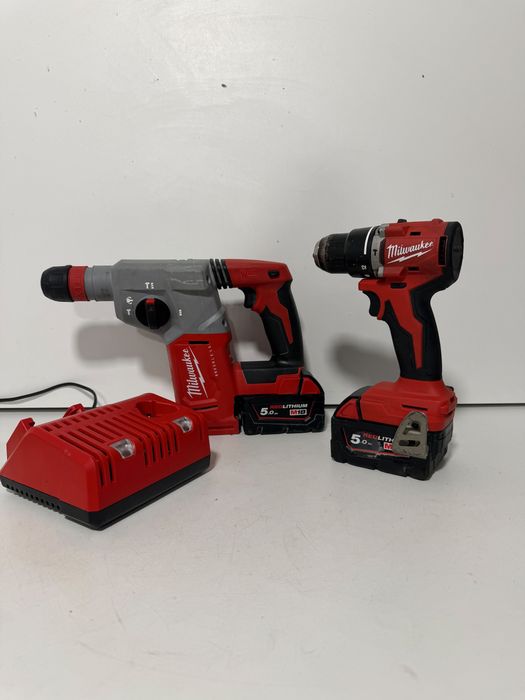 Pachet Milwaukee M18 BLHX + M18 BLPDRC + 2 acumulatori 5Ah + incarcator