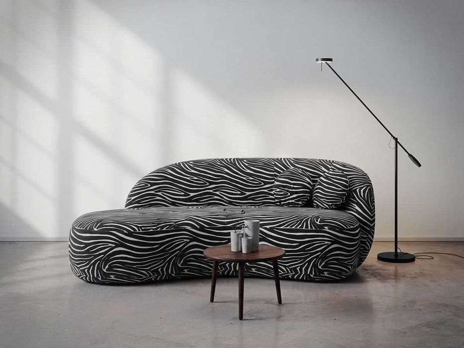 Canapea 3 locuri Lunis Zebra, Animal Print, Negru / Alb - Transport Gratuit